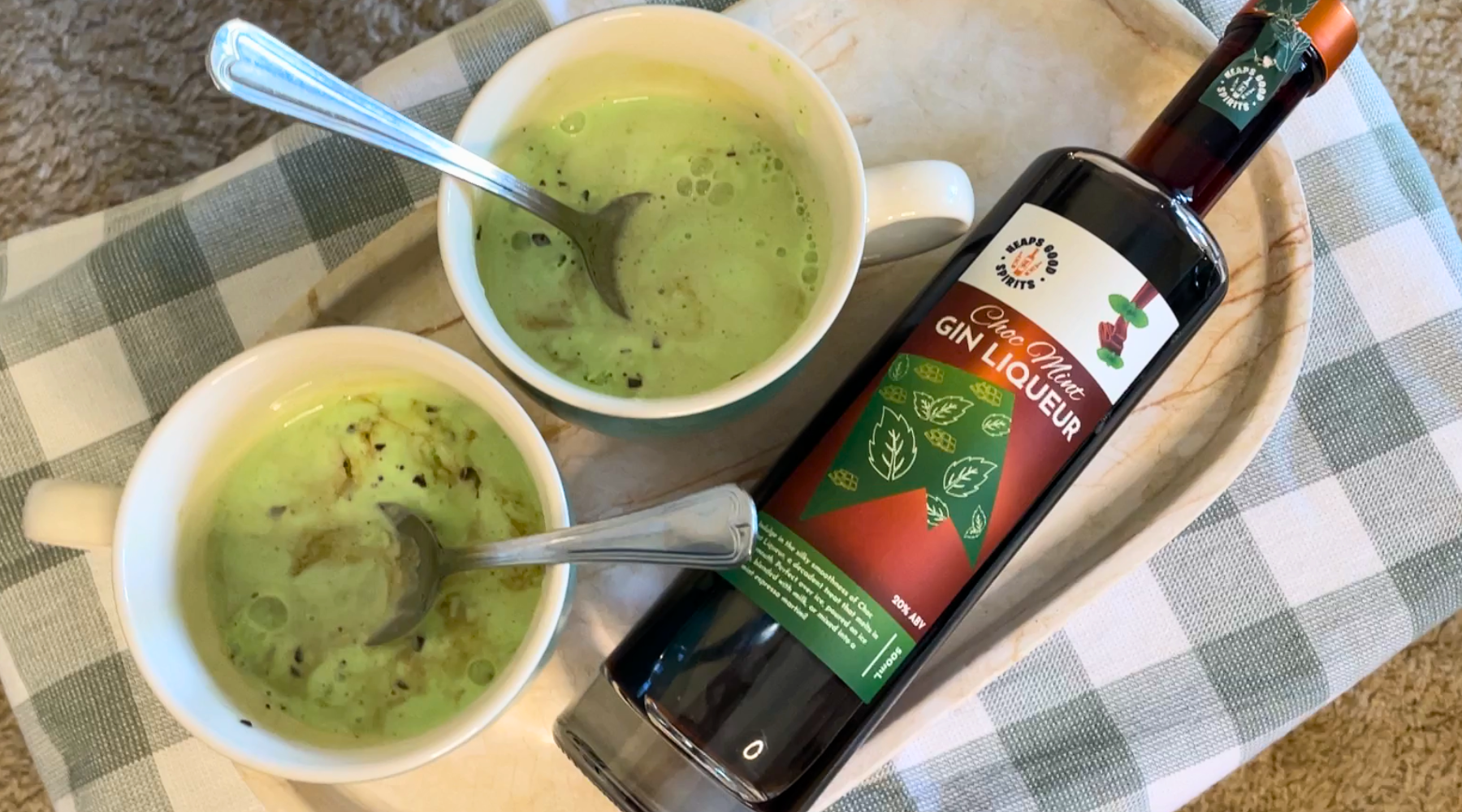 Choc Mint Liqueur Over Ice Cream