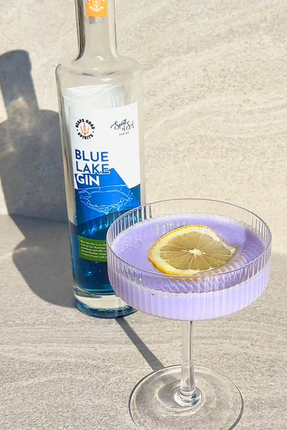 Blue gin sour cocktail, made using Australian Blue Lake Gin by Heaps Good Spirits.