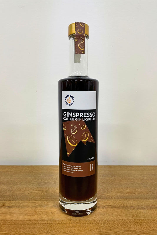 Heaps Good Ginspresso coffee gin liqueur 500ml bottle on white background