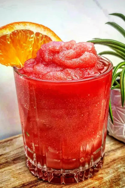 Australian Native Pink Gin served in frozen pink cocktail.