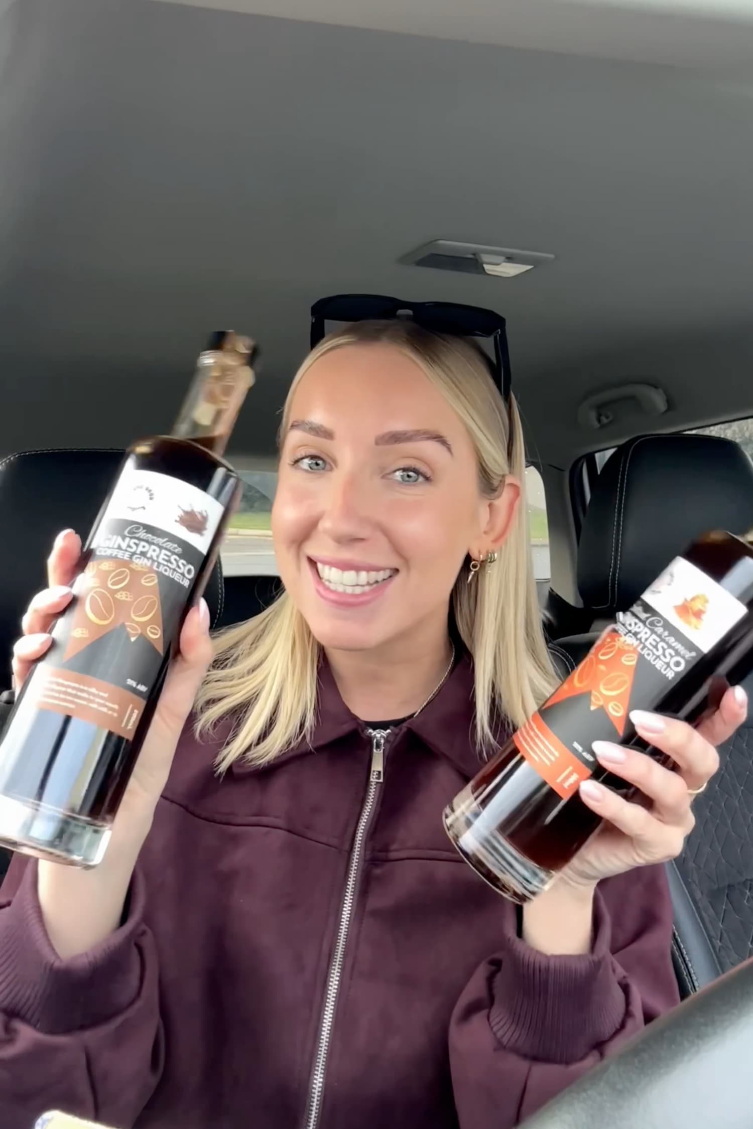 Customer holding Chocolate and Salted Caramel Ginspresso coffee gin liqueurs