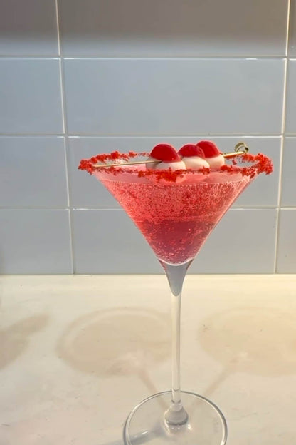 Strawberries &amp; Cream cocktail made using flavoured vodka liqueur by Heaps Good Spirits.